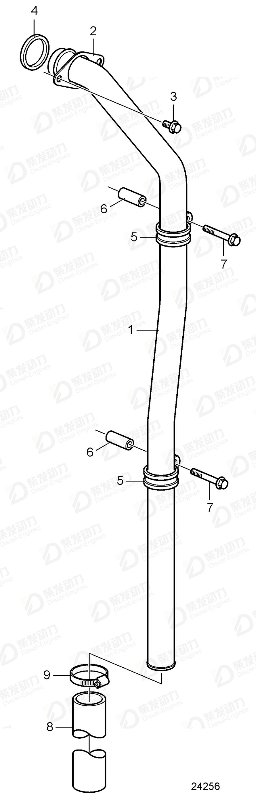 VOLVO Breather pipe 3887148 Drawing